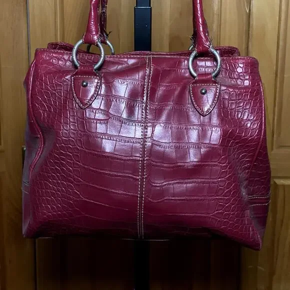 y2k red leather shoulder bag croc embossed studded mcbling grunge vintage - Picture 16 of 16